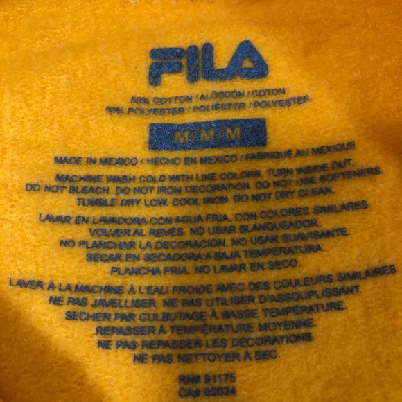 Fila Yellow hoodie unisex sweatshirt Sz medium - Picture 7 of 7